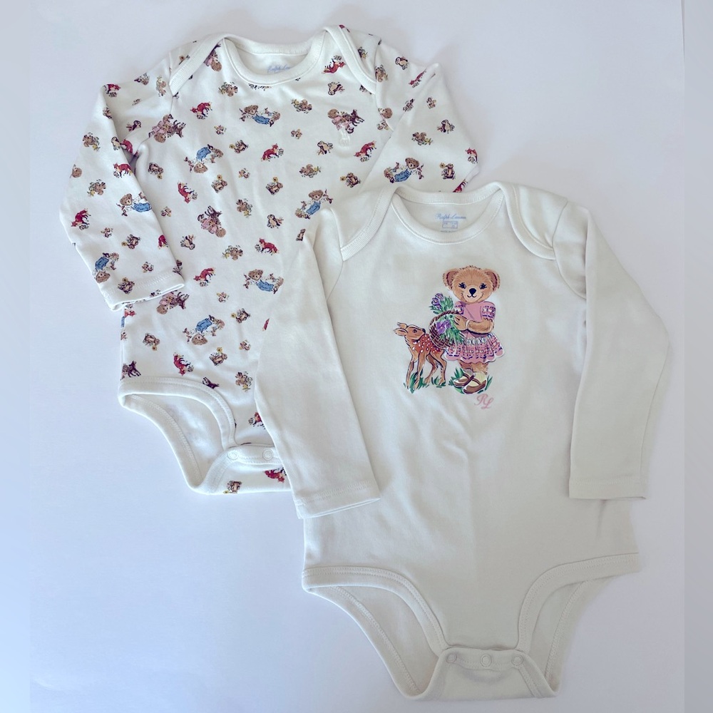 Ralph Lauren Polo Bear Cotton Bodysuit 2-Pack